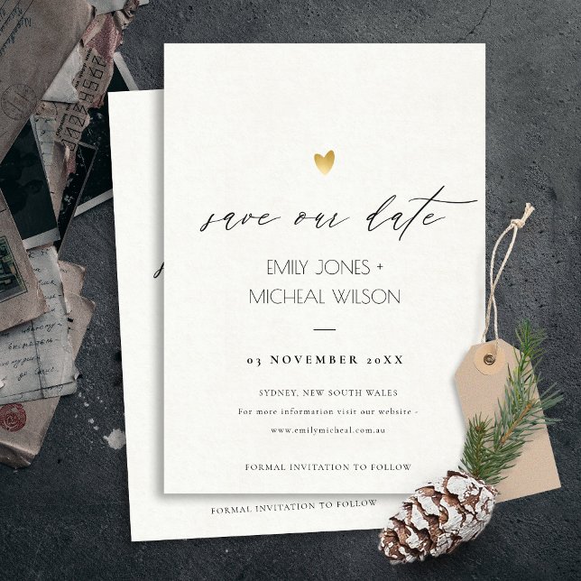 EINFACHE ELEGANTE GOLD-GRAUTYPOGRAPHIE SAVE THE DA SAVE THE DATE (Von Creator hochgeladen)