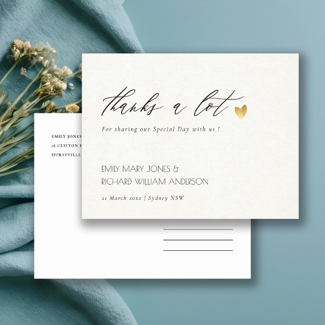 EINFACHE ELEGANTE GOLD GRAY TYPOGRAPHIE DANKEN POSTKARTE (Von Creator hochgeladen)