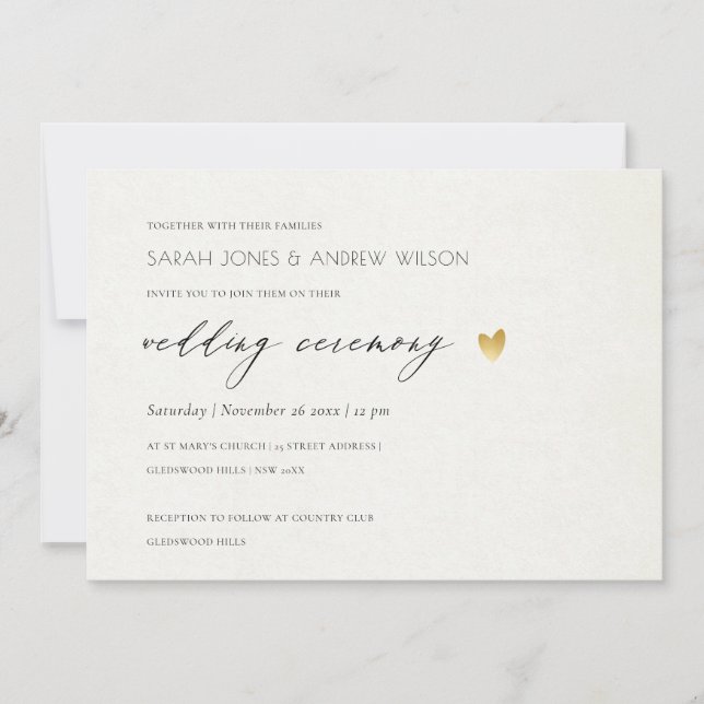 EINFACHE ELEGANTE GOLD GRAY TYPOGRAPHY WEDING EINLADUNG (Vorderseite)