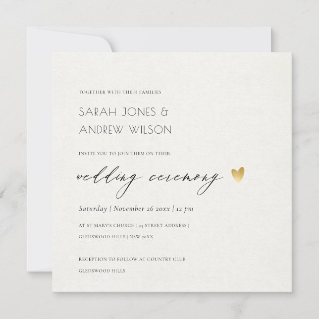 EINFACHE ELEGANTE GOLD GRAY TYPOGRAPHY WEDING EINLADUNG (Vorderseite)