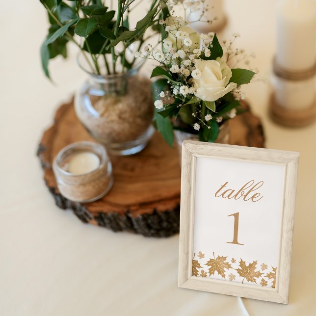 Einfache, elegante Gold Herbstlaube Custom Wedding Tischnummer (Von Creator hochgeladen)
