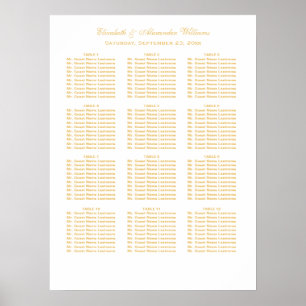 Einfache, elegante Gold-Hochzeitstabelle   Poster