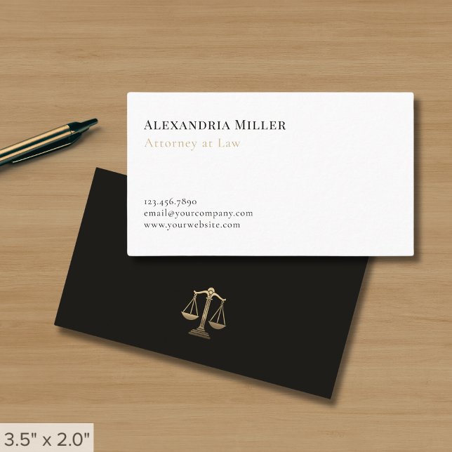 Einfache elegante Gold Justice Legal Business Card Visitenkarte (Von Creator hochgeladen)
