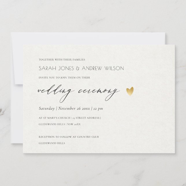 EINFACHE ELEGANTE GOLD KRAFT TYPOGRAPHY WEDD EINLADUNG (Vorderseite)