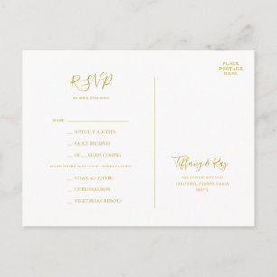 Einfache Elegante Gold Menü Auswahl RSVP Karte