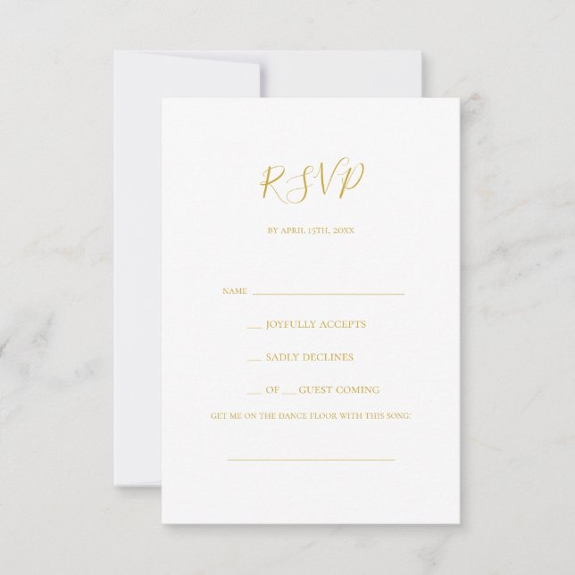 Einfache elegante Gold Song Request RSVP Card Karte (Vorderseite)