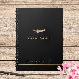 Einfache Elegante Gold Trumpet Musiker Brass Teach Notizblock