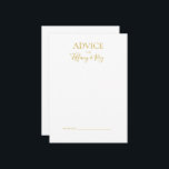 Einfache elegante Gold Wedding Advice Card Hinweiskarte<br><div class="desc">Diese schlichte,  elegante Gold Hochzeitsratenkarte ist perfekt für Ihre moderne minimalistische Weiß- und Goldhochzeit. Das Design besticht durch minimalen zeitgenössischen Gold-Schriftart,  begleitet von formaler Kalligraphie. Behalt es so,  wie es ist,  oder wählen Sie es mit Ihren eigenen Kunstwerken oder Fotos zu personalisieren!</div>