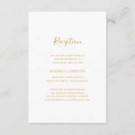 Einfache elegante Gold Wedding Reception Card Begleitkarte