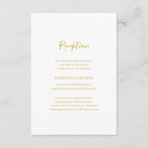 Einfache elegante Gold Wedding Reception Card Begleitkarte