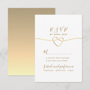 Einfache Elegante Goldene Hochzeit RSVP Karte
