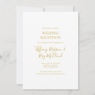 Einfache elegante goldene Hochzeitsempfangs-Einlad Einladung