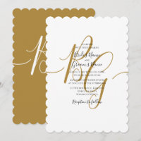 Einfache elegante Goldene Initialen Hochzeit Einla