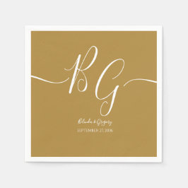 Einfache Elegante Goldene Initialen Hochzeit Serviette