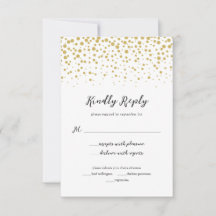 Einfache elegante goldene Konfetti-Hochzeitsantwor