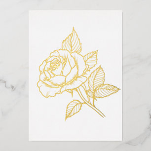 Einfache elegante goldene Rosen-Notizkarte Folien Feiertagskarte