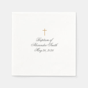 Einfache elegante goldene Taufservietten mit Kreuz Serviette