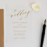 Einfache, elegante Goldkalligraphie Acryleinladungen<br><div class="desc">Minimalistische romantische klassische Imitate Gold Kalligraphie Skript einfache transparente Acryl Hochzeitseinladung.</div>