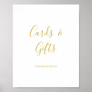 Einfache elegante Goldkarten und Geschenke-Schilde Poster