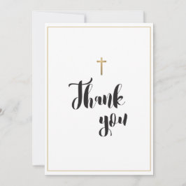 Einfache, elegante Goldkreuz-Taufe Dankeskarte