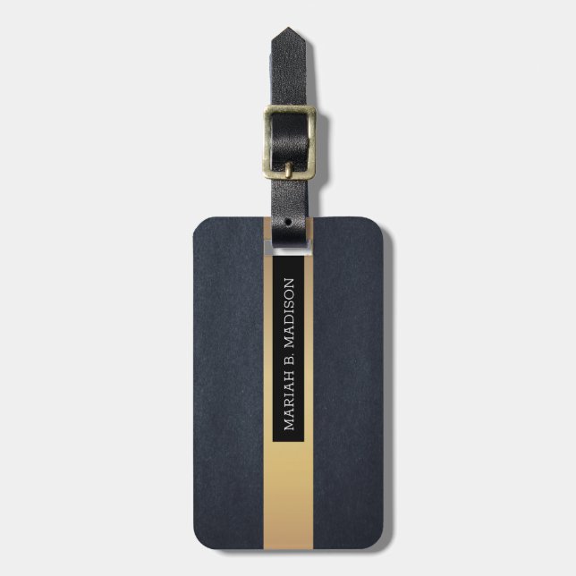 Einfache elegante Goldmetall-mit Monogramm Bezeich Gepäckanhänger (Vorderseite vertikal)