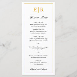 Einfache elegante Goldmonogramm-Hochzeit Menükarte