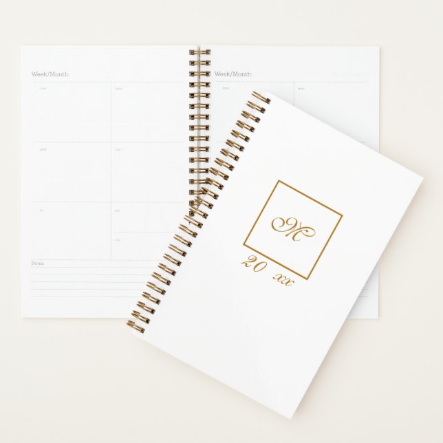 Einfache, elegante Goldmonogramm mit individuellem Planer (Anzeige)