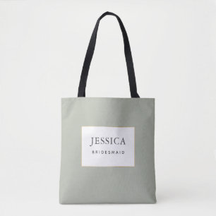 Einfache elegante Goldseite Green Bridesmaid Tote 