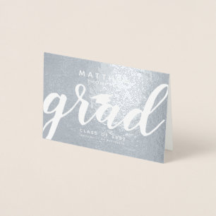 Einfache Elegante Grad Silver Foil Grußkarte Folienkarte