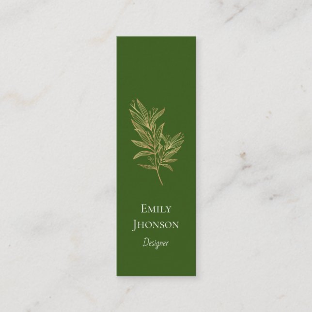 Einfache elegante Green Mini Business Card Mini Visitenkarte (Vorderseite)