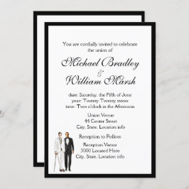 Einfache Elegante Groom und Groom Gay Wedding Einladung