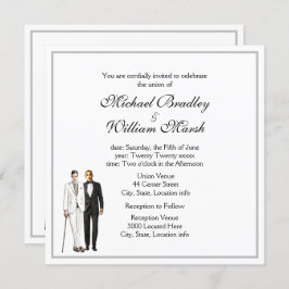Einfache, elegante Groom und Groom Gay White Weddi Einladung