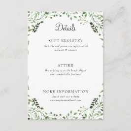 Einfache Elegante Grüne Hochzeiten Details Begleitkarte