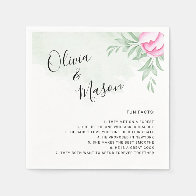 Einfache Elegante Grüne Rose Serviette (Vorderseite)