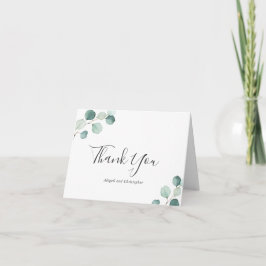 Einfache Elegante Grüne Rustikale Eukalyptus Weddi Dankeskarte