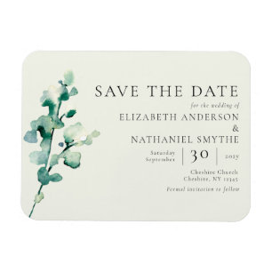Einfache Elegante Grüne Save the Date Hochzeit Magnet