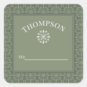 Einfache elegante grüne Schneeflocke von Quadratischer Aufkleber