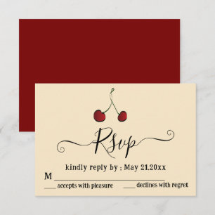 Einfache, elegante Hand gezeichnet whimsy roter Ki RSVP Karte