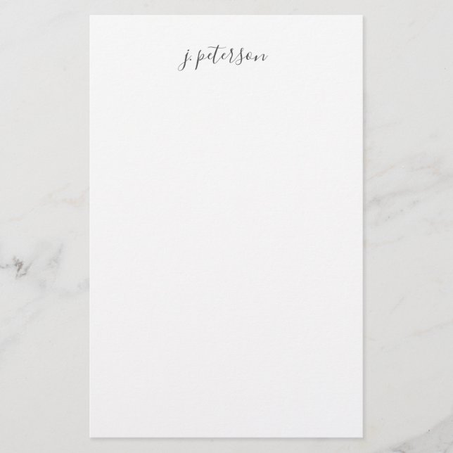 Einfache, elegante Hand Letted Script Name Office Briefpapier (Vorderseite)