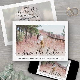 Einfache, elegante, handgeschriebene Script 2 Foto Save The Date