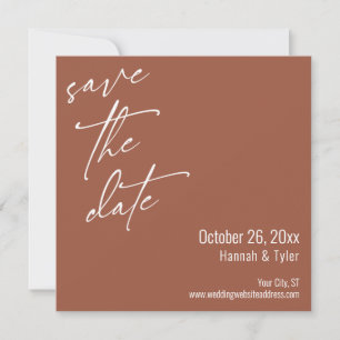 Einfache Elegante Handschrift Script Terracotta Save The Date