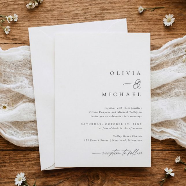 Einfache Elegante Handwriting-Hochzeit Einladung (Elegant simple wedding invitations in black and white.)