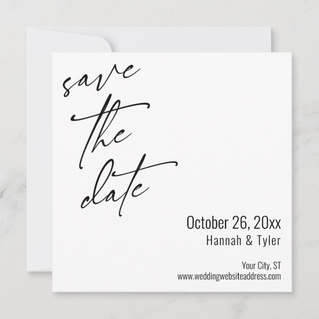 Einfache Elegante Handwriting-Skripttypografie Save The Date (Vorderseite)