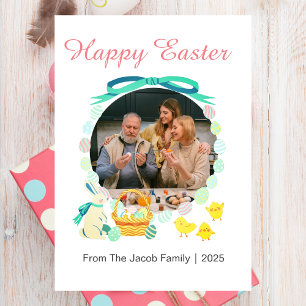 Einfache Elegante Happy Osterfamilie Ein Foto Feiertagskarte