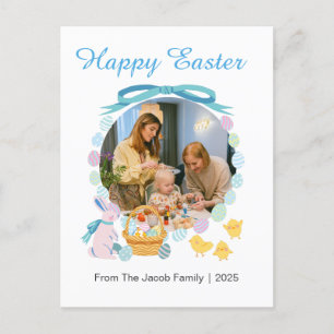 Einfache Elegante Happy Osterfamilie Ein Foto Feiertagspostkarte