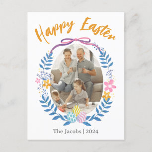 Einfache Elegante Happy Osterfamilie Ein Foto Feiertagspostkarte