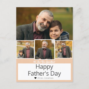 Einfache Elegante Happy Vathers Day Opa 4 Foto Feiertagspostkarte