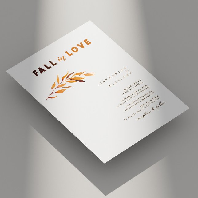 Einfache Elegante Herbst in der Liebe: Herbstweiße Einladung (Simple Elegant Fall in Love: Autumn White Wedding Invitation)