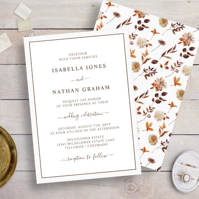 Einfache, elegante Herbstlaube Hochzeit Einladung (Simple Elegant Fall Leaves Wedding Invitation
)