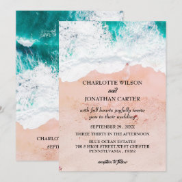 Einfache, elegante Hochzeit am Strand der tropisch Einladung